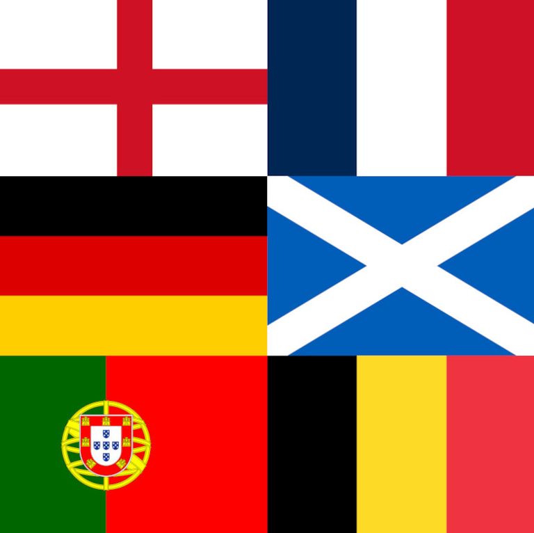 Flags of 6 teams at Euro 2024 in Germany